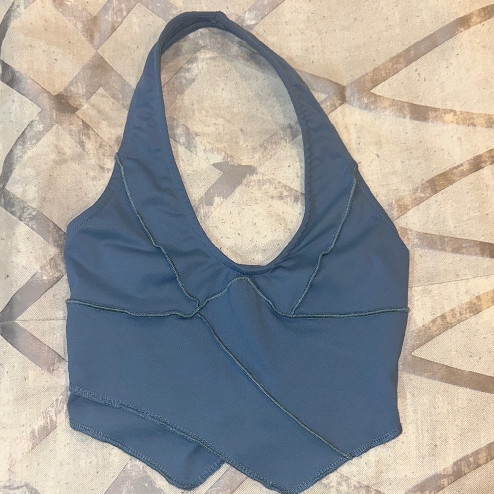 White fox Blue Halter Top